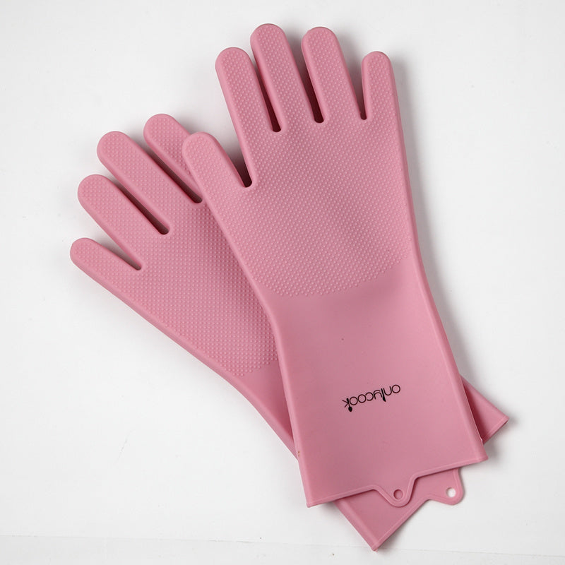 Thickened silicone dishwashing glove kitchen pot brush