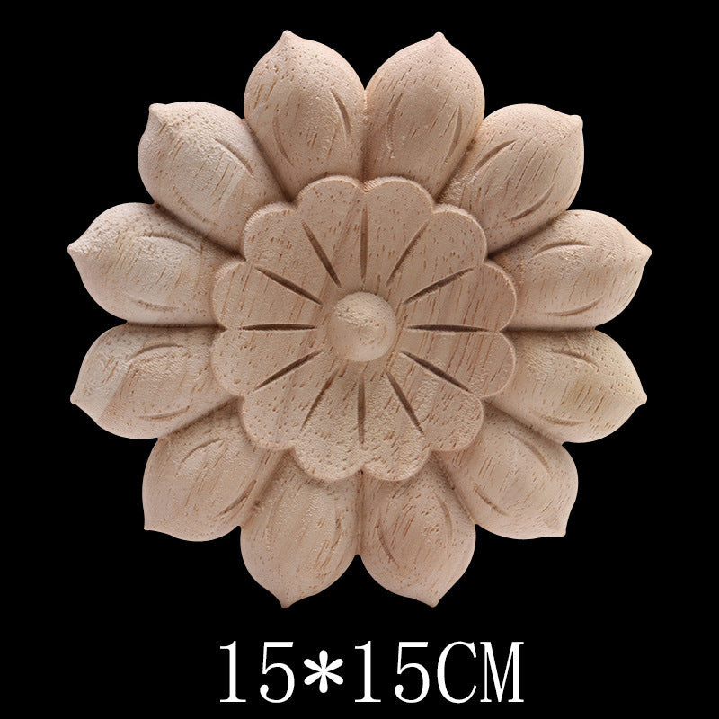 Solid Wood Carved Decals Round Dongyang Carved Door Round Round Flowers European-Style Dongyang Furniture Decorative Decals
