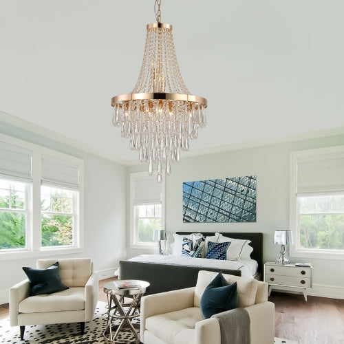 Golden Crystal Chandelier, Large Modern Luxury Chandelier For Living Room, Dining Room, Bedroom, Hallway - Bulb Not Included Unavailable Platforms- Temu