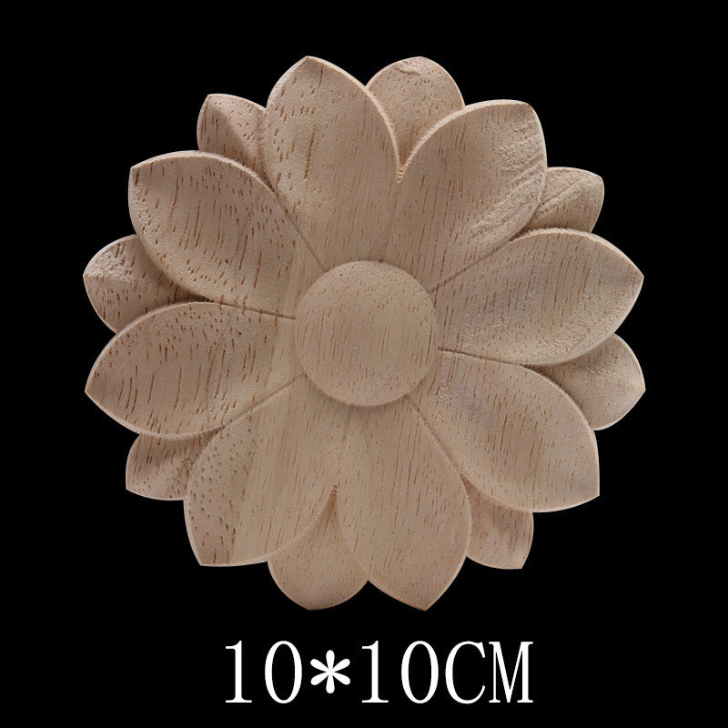 Solid Wood Carved Decals Round Dongyang Carved Door Round Round Flowers European-Style Dongyang Furniture Decorative Decals