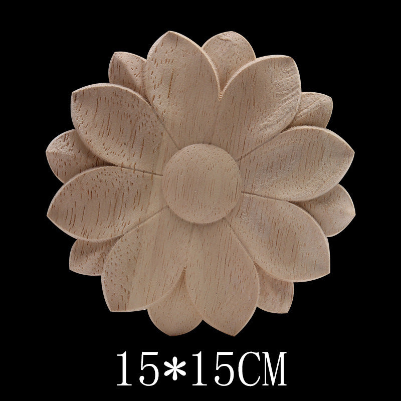 Solid Wood Carved Decals Round Dongyang Carved Door Round Round Flowers European-Style Dongyang Furniture Decorative Decals