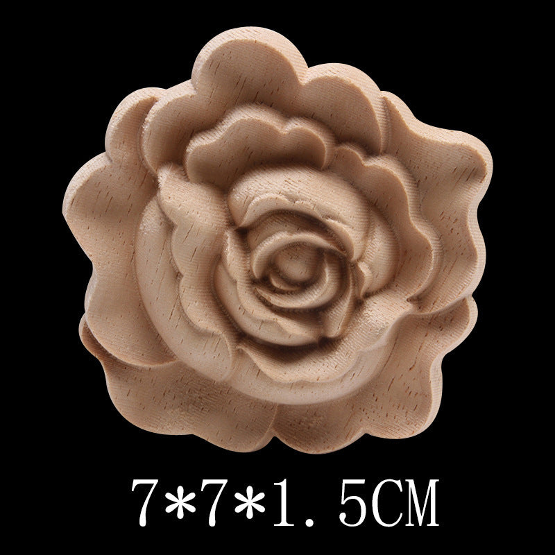 Solid Wood Carved Decals Round Dongyang Carved Door Round Round Flowers European-Style Dongyang Furniture Decorative Decals