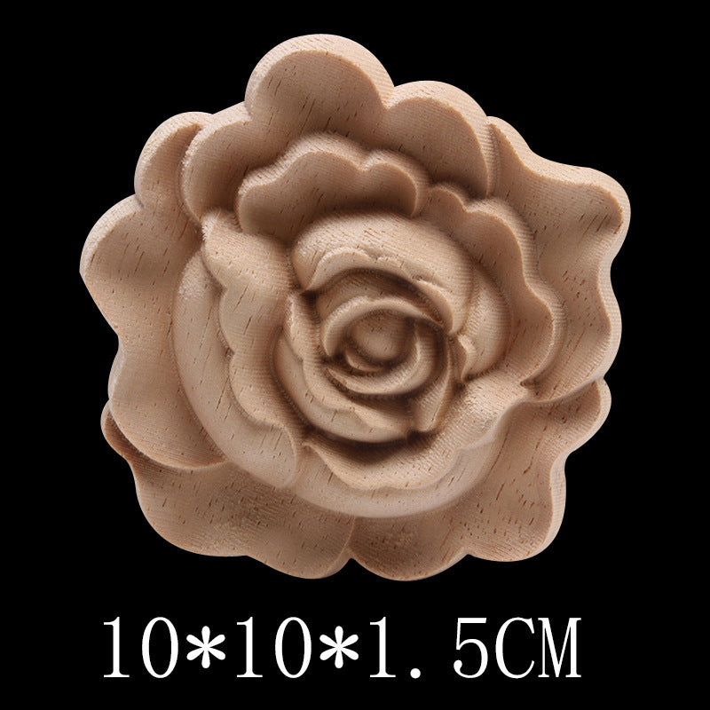 Solid Wood Carved Decals Round Dongyang Carved Door Round Round Flowers European-Style Dongyang Furniture Decorative Decals