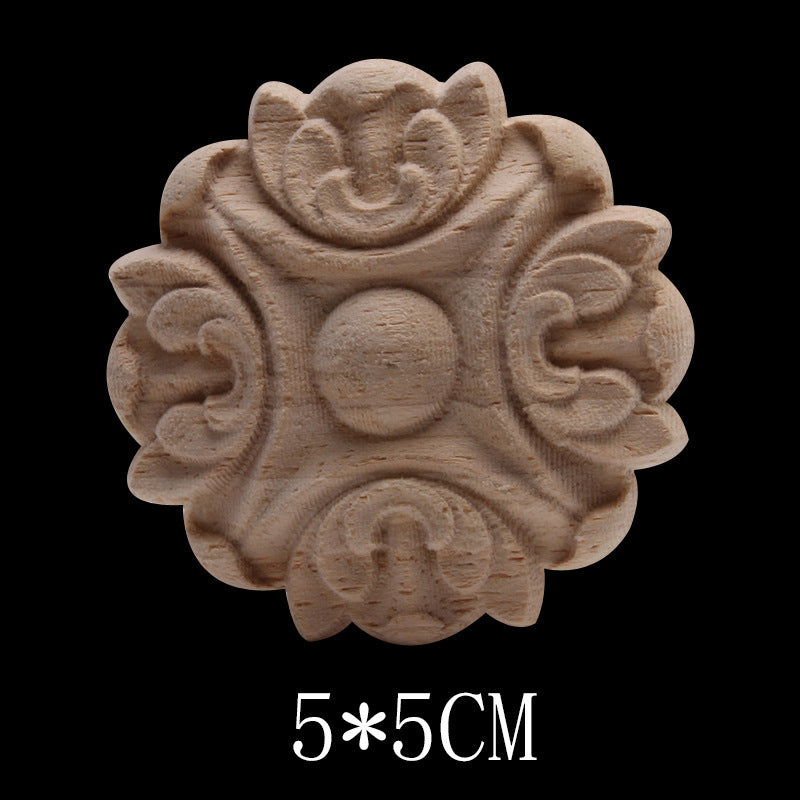 Solid Wood Carved Decals Round Dongyang Carved Door Round Round Flowers European-Style Dongyang Furniture Decorative Decals