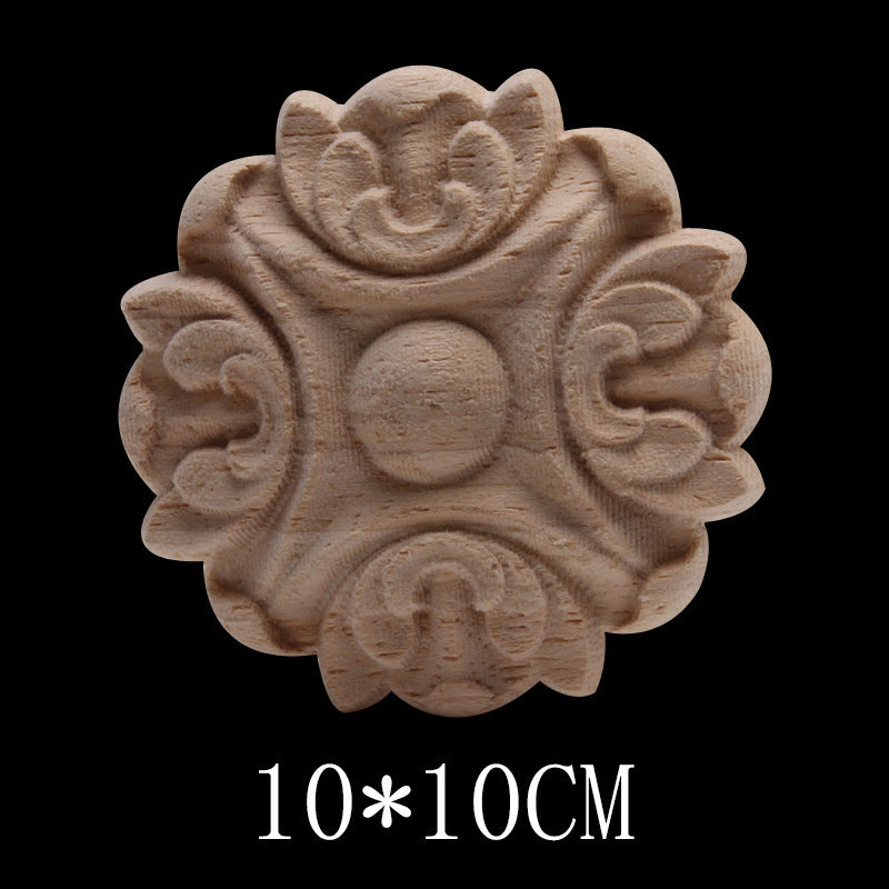 Solid Wood Carved Decals Round Dongyang Carved Door Round Round Flowers European-Style Dongyang Furniture Decorative Decals
