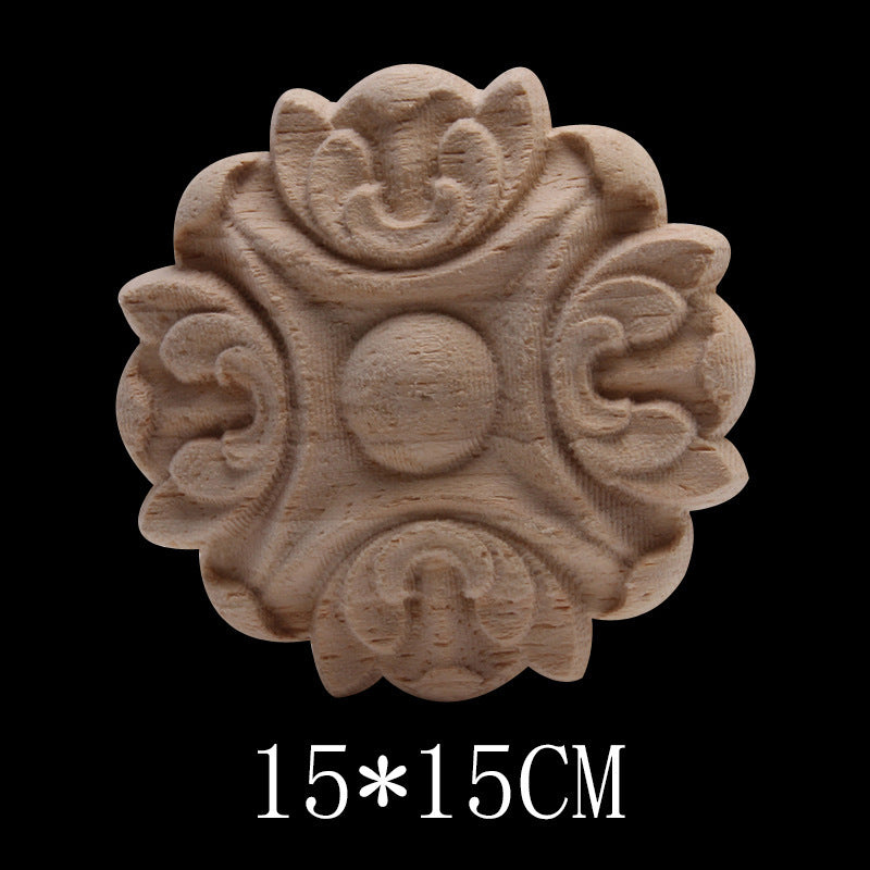 Solid Wood Carved Decals Round Dongyang Carved Door Round Round Flowers European-Style Dongyang Furniture Decorative Decals