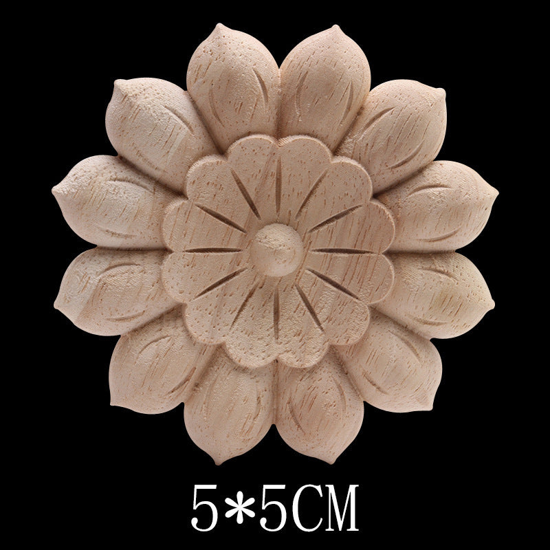 Solid Wood Carved Decals Round Dongyang Carved Door Round Round Flowers European-Style Dongyang Furniture Decorative Decals