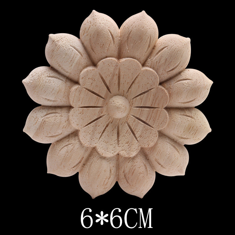 Solid Wood Carved Decals Round Dongyang Carved Door Round Round Flowers European-Style Dongyang Furniture Decorative Decals