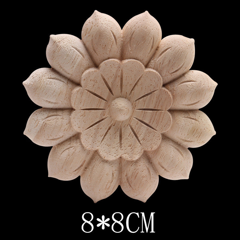 Solid Wood Carved Decals Round Dongyang Carved Door Round Round Flowers European-Style Dongyang Furniture Decorative Decals