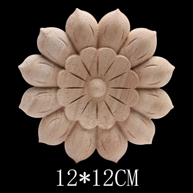 Solid Wood Carved Decals Round Dongyang Carved Door Round Round Flowers European-Style Dongyang Furniture Decorative Decals