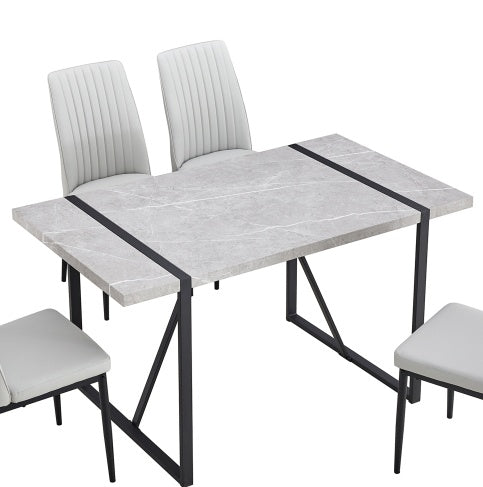 Modern Dining Table, 55 Inch Kitchen Table For 4 People, Rectangular Dinner Table For Dining Room, Home Office, Living Room Furniture, Easy Assembly,