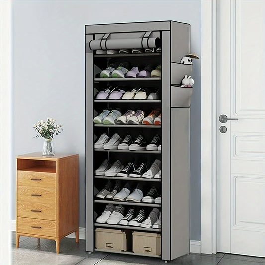 1 Set Of 10-layer Shoe Cabinet With Dust Cover, Easy To Assemble, Portable Shoe Cabinet, Suitable For Various Scenarios Such As Entrance, Storage Shelves, Etc