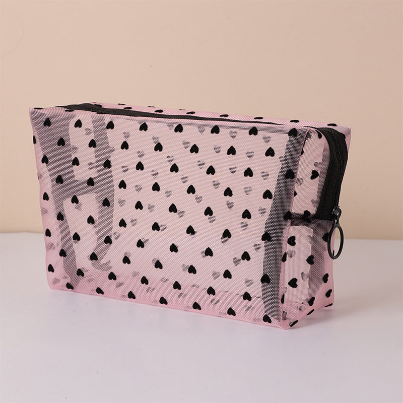 Love Cosmetic Bag Portable Large Capacity Mesh Storage Bag