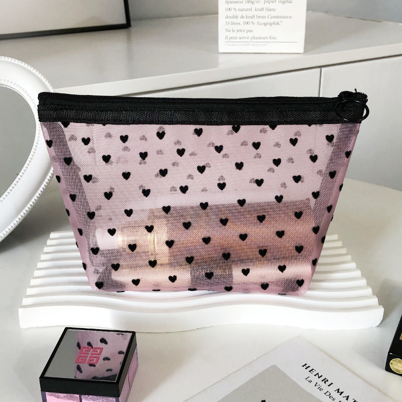 Love Cosmetic Bag Portable Large Capacity Mesh Storage Bag