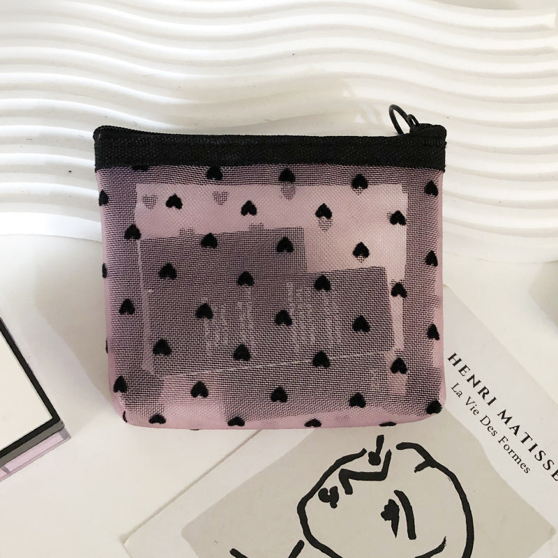 Love Cosmetic Bag Portable Large Capacity Mesh Storage Bag