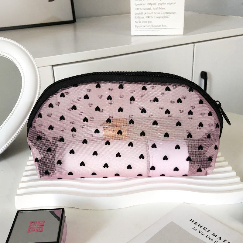 Love Cosmetic Bag Portable Large Capacity Mesh Storage Bag