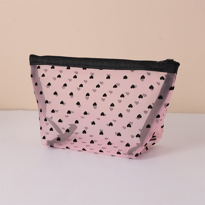 Love Cosmetic Bag Portable Large Capacity Mesh Storage Bag