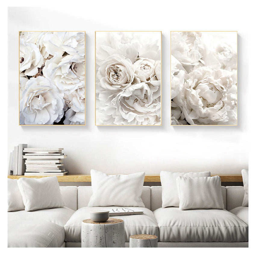 Peony Rose White Flowers Garden Nordic Posters And Prints Wall Pictures